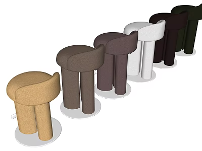 Modern Sleek Bar Stools In Various Colors For Kitchen Counter Seating 3d model