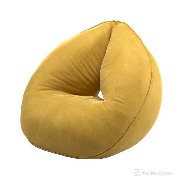 Plush Warm Yellow Velvet Lazy Bean Bag Sofa Perfect For Cozy Home Relaxing Moments 3d model 