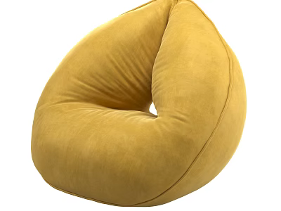 Plush Warm Yellow Velvet Lazy Bean Bag Sofa Perfect For Cozy Home Relaxing Moments 3d model