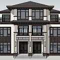 New Chinese Style Simple Style Double Style Self-built House 3d model