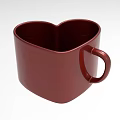 Heart Shaped Red Ceramic Mug With Handle For Home Decorative Use 3d model