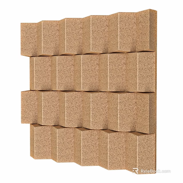 Brown Acoustic Foam Blocks Arranged As Decorative Wall Panels 3d model 