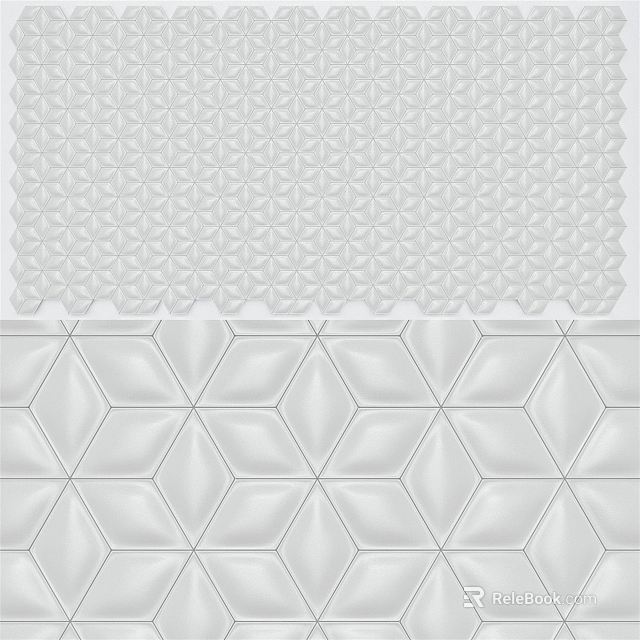 Modern Wall Design with Hexagon Tile Patterns and Textured Surface in Light Gray 3d model 