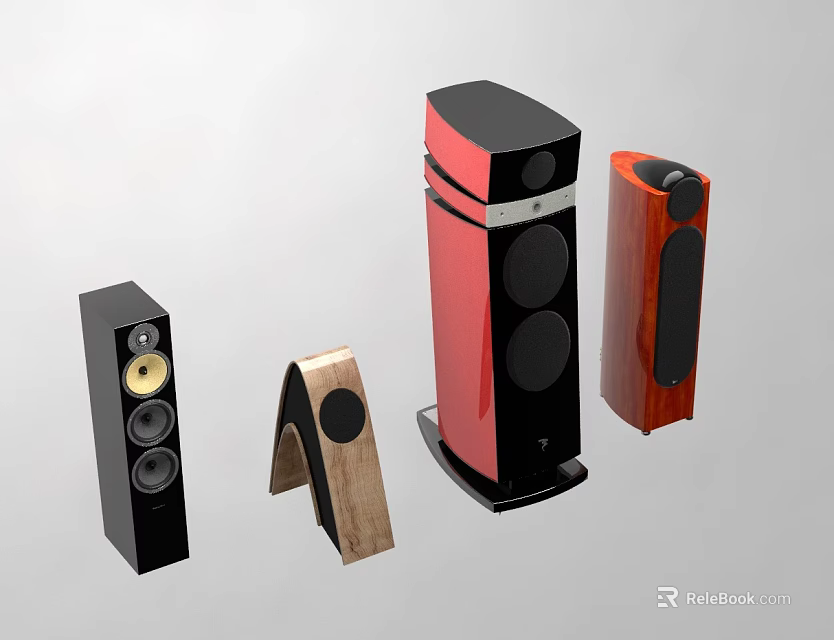Modern Home Audio Speakers With Stylish Designs And Various Color Finishes 3d model 