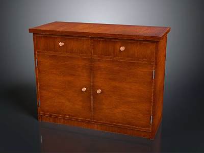 Dark Brown Wooden Cabinet With Drawers And Doors Featuring Round Handles And Smooth Surface 3d model