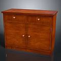 Dark Brown Wooden Cabinet With Drawers And Doors Featuring Round Handles And Smooth Surface