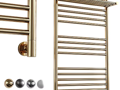 Golden Wall Mounted Bathroom Cabinet Rack With Towel Storage And Decorative Balls 3d model