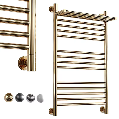 Golden Wall Mounted Bathroom Cabinet Rack With Towel Storage And Decorative Balls 3d model