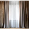 Brown Thick Curtains And White Sheer Curtains With Natural Light By Window