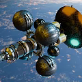 Industrial Equipment With Metallic Spheres Yellow Components Dish Antenna And Connecting Structures