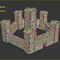 Medieval Castle Architecture With Stone Walls Multiple Towers Gateway And Fortified Structure
