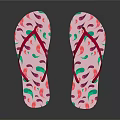 Fashionable Flip Flops With Colorful Patterns Pink Straps And White Soles