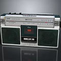 Vintage Radio Cassette Player With Green Speakers And White Classic Body Design