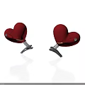 Red Heart Shaped Clips With Spring Mechanism And Metal Clamp Parts