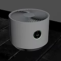 Round White Air Purifier With Digital Display On Wooden Floor Near Window