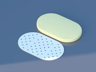 Elliptical Household Items with Light Green Texture and White Dot Pattern 3d model