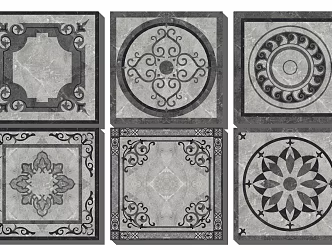 Simple European floor tile square ground stone parquet pattern 3d model