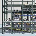 Industrial Equipment In Multi Layer Steel Structure Facility With Machinery Piping And Storage Tanks