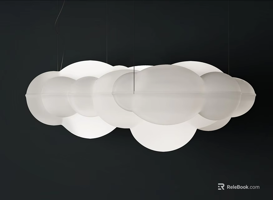 Artistic Irregular Chandelier Modern Design Featuring Multiple White Circular Lampshade Elements 3d model 