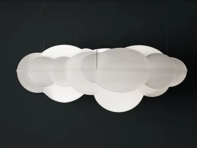 Artistic Irregular Chandelier Modern Design Featuring Multiple White Circular Lampshade Elements 3d model