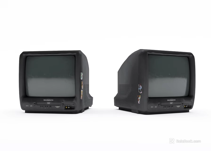 Two Retro Nintendo TVs With Classic Black Casing And Screen Design 3d model
