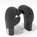 Black Shiny Boxing Gloves With Black Base And White Striped Design