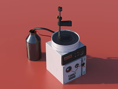 Industrial Heating Stirring Equipment With White Body Circular Plate And Metal Container 3d model