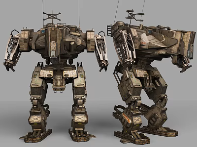 Detailed Game Movie Character Mech With Metallic Armor Mechanical Structure And Details 3d model