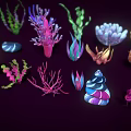 Vibrant Colorful Various Types Of Coral And Marine Plants With Different Shapes