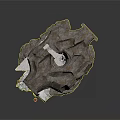 Ancient Cave Interior Featuring Stone Structures Baskets Pottery Jars and Stone Floor