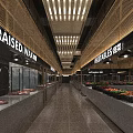 Shopping Mall Food Shop with Braised Wagyu and Fresh Vegetable Displays