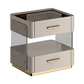 Modern Nightstand With Marble Top Gold Handles Glass Shelf And Gold Base