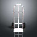 White Metal Frame Hand Truck With Two Wheels And Reflective Surface
