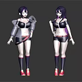 Two Anime Female Characters With Purple Hair In Sporty Outfits And Pink Sneakers