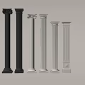 White And Black Decorative And Sleek Columns For Interior Design 3d model