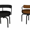 Modern Leisure Chairs Featuring Black And Brown Leather Seats With Metal Frames