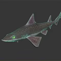 Pink Spotted Shark with Distinct Fins 3D Rendered on Dark Background with Reflection