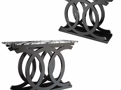Elegant Modern Console Table With Black Ring Frame And Marble Top Design 3d model