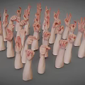 Man's White Arms in Different Poses and Positions on Gray Background