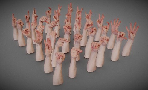 Modern Hand Male Hand Alphanumeric 3d model