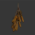 Rope And Wire Crafted Hanging Rack Holding Small Brown Pods