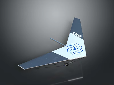 AXIS Model Airplane Featuring Blue Spiral Design On Triangular Wings With Brand Logo 3d model