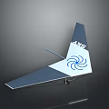 AXIS Model Airplane Featuring Blue Spiral Design On Triangular Wings With Brand Logo