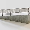 Metal Safety Fence With Perforated Panel Design On Concrete Base And Support Bars