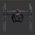 3D Model Of Futuristic Sci Fi Aircraft With Multi Wing Black Red Design