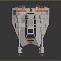 Futuristic Cosmic Spaceship Design With White Exterior And Orange Accents