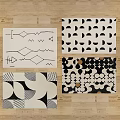 Modern Square Rugs With Black And White Geometric Patterns Including Diamonds Waves And Circles 3d model
