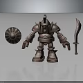 Cartoon Armored Creature Character With Shield And Sword Weapon Model 3d model
