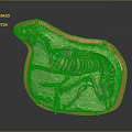 Fossilized Prehistoric Animal Organ Skeleton With Orange Slab Base And Bone Structure