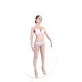 Woman In White Bikini Standing And Holding Hula Hoop On White Background